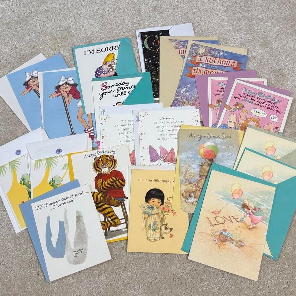 Vintage Greeting Cards Unused Holiday Thank You Birthday Themes Retro MCM